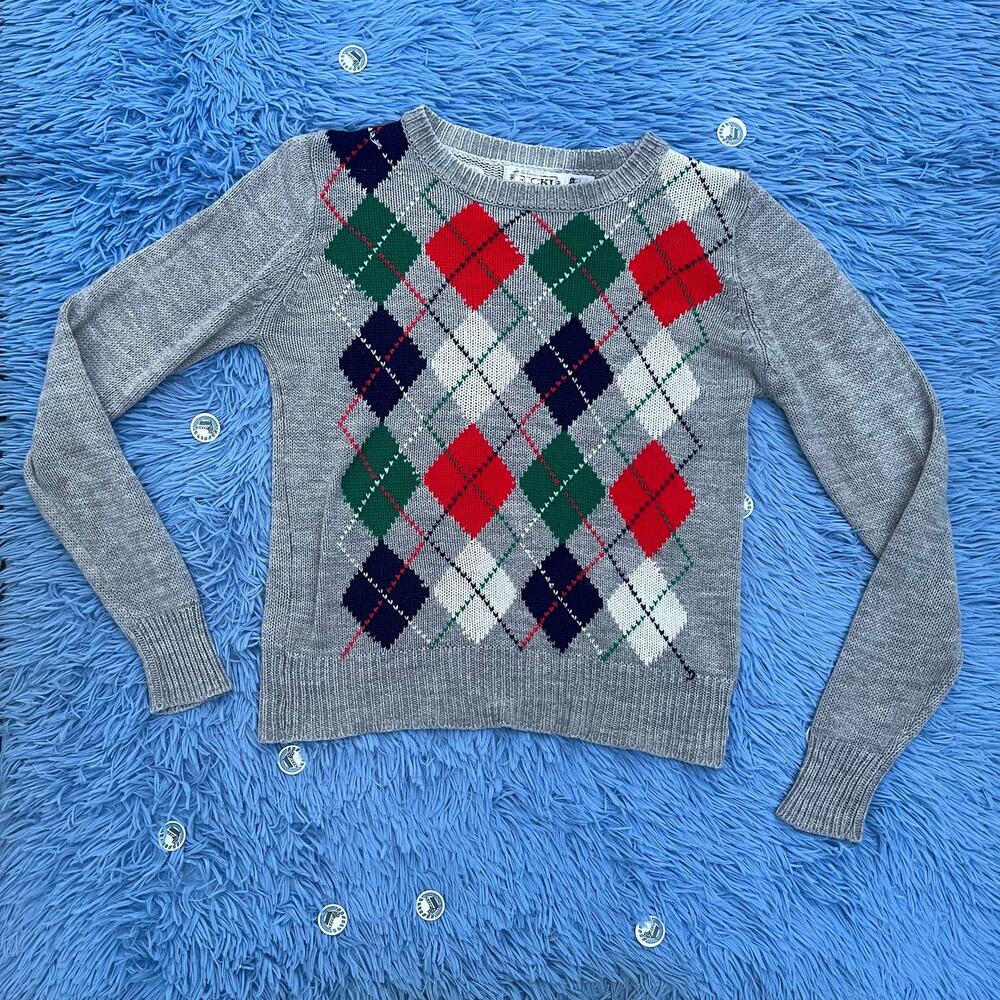 VINTAGE RICKI Argyle Diamond Sweater Size Small Women’s Gray Multicolor 80s